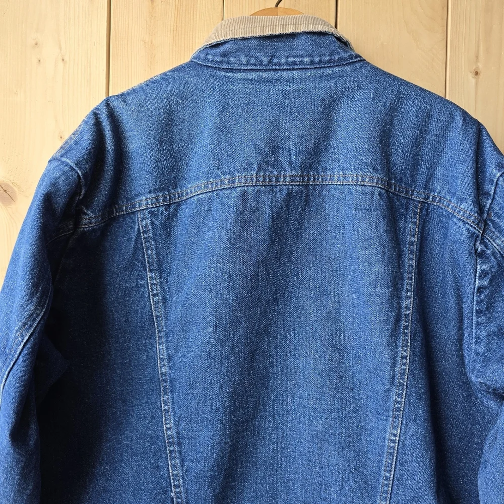 Wrangler Blanket Lined Corduroy Collar Denim Jacket Blue Mens 50L - Picture 8 of 11